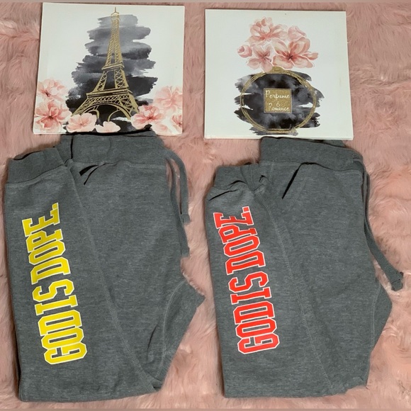 Stylish Gray GOD IS DOPE Joggers 2 Pack Bundle - Picture 1 of 2